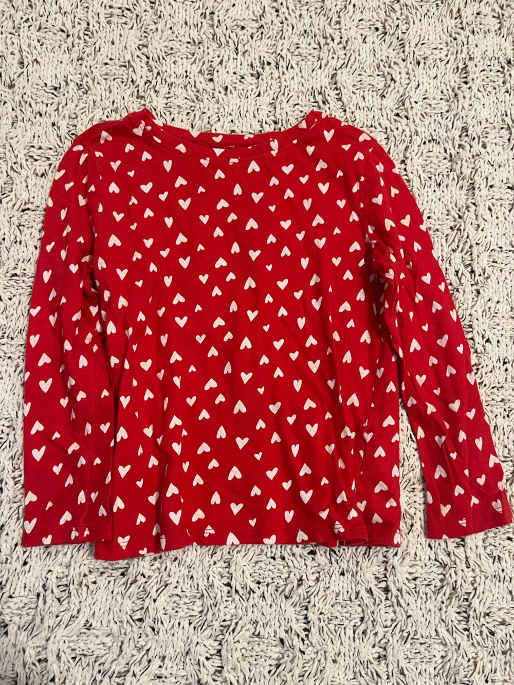 Old Navy Red Heart Print Long Sleeve Top
